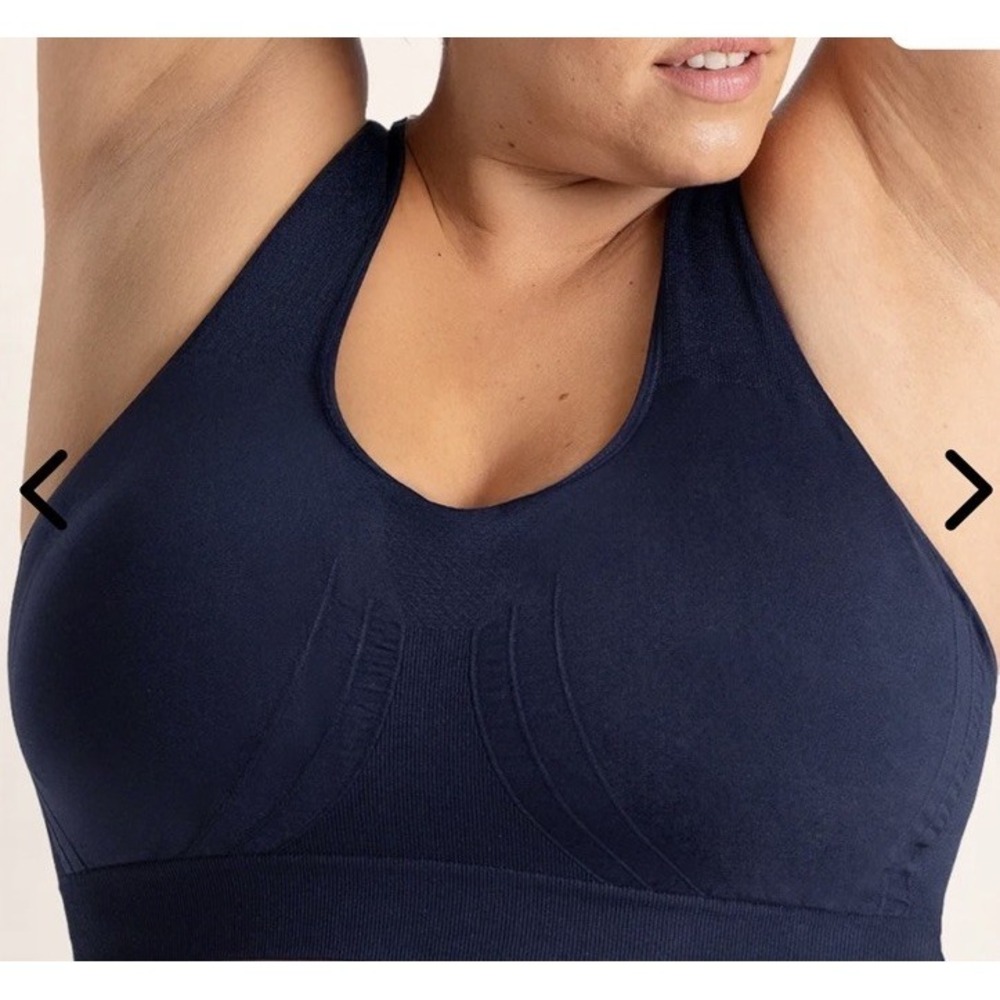 Truekind Seamless Racerback Sports Bra Sz XL Navy Wireless Stretch Smoothing - Picture 1 of 10
